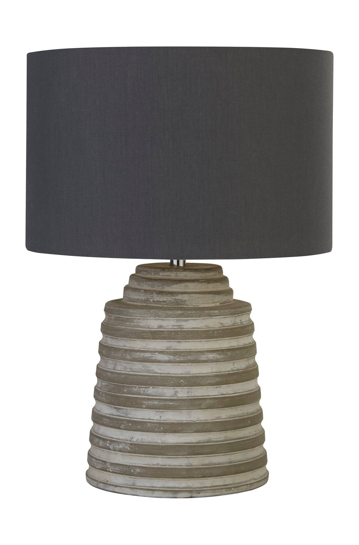 Liana Table Lamp - Grey Cement & Grey Fabric Shade - Comet Lighting