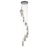 Linen 9Lt Multi-Drop Pendant - Chrome Metal & Smoked Glass - Comet Lighting