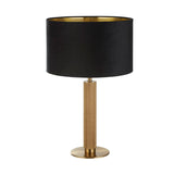 London Table Lamp - Knurled Brass & Black Velvet Shade - Comet Lighting