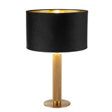 London Table Lamp - Knurled Brass & Black Velvet Shade - Comet Lighting