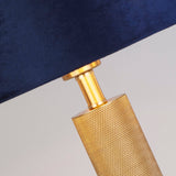 London Table Lamp - Knurled Brass & Navy Velvet Shade - Comet Lighting