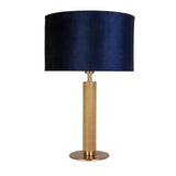 London Table Lamp - Knurled Brass & Navy Velvet Shade - Comet Lighting