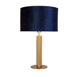 London Table Lamp - Knurled Brass & Navy Velvet Shade - Comet Lighting