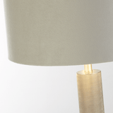 London Table Lamp- Knurled Satin Silver & Grey Velvet Shade - Comet Lighting