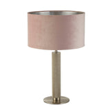 London Table Lamp- Knurled Satin Silver & Pink Velvet Shade - Comet Lighting