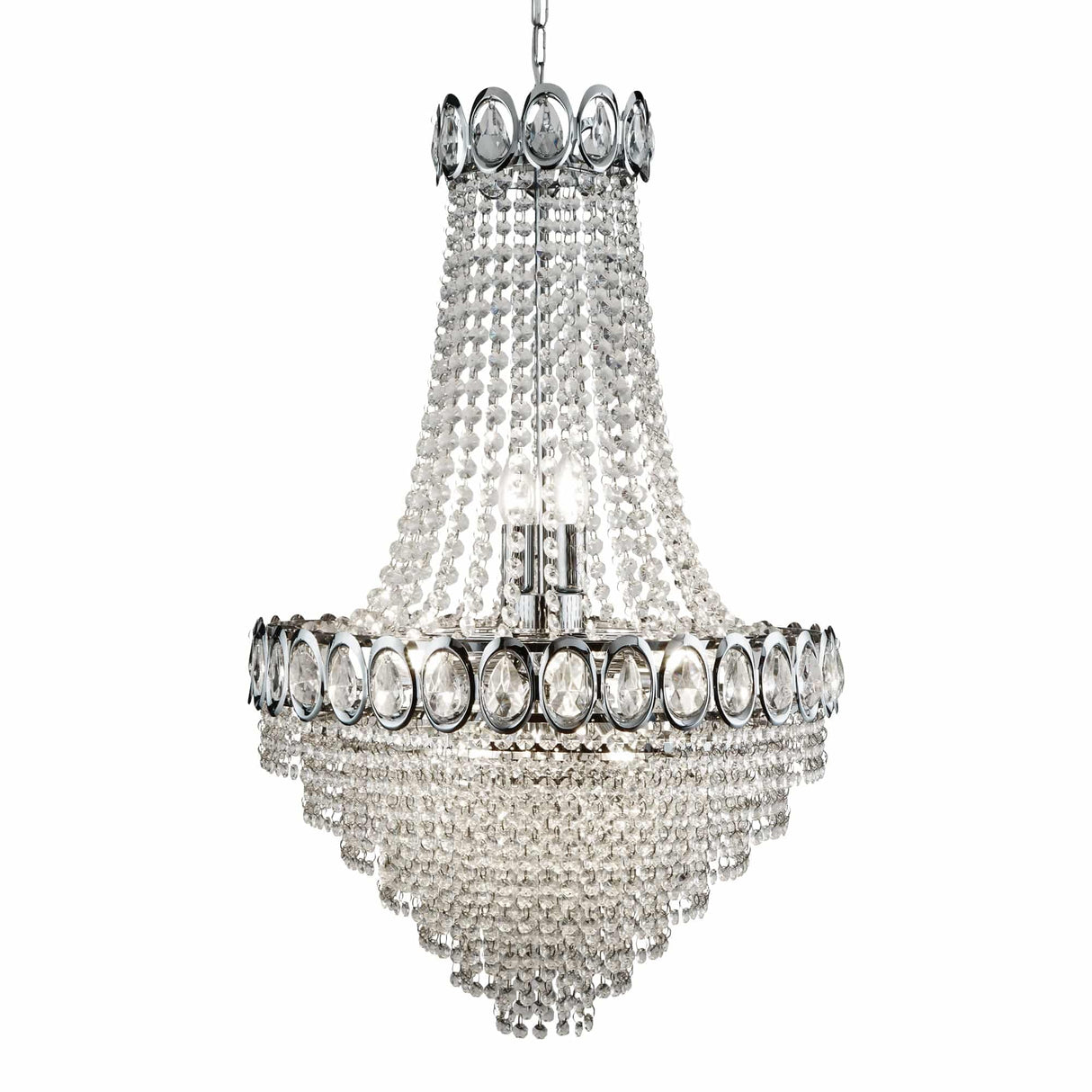 Louis Phillipe 11Lt Chandelier - Chrome Metal & Crystal - Comet Lighting