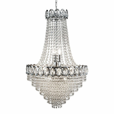 Louis Phillipe 11Lt Chandelier - Chrome Metal & Crystal - Comet Lighting