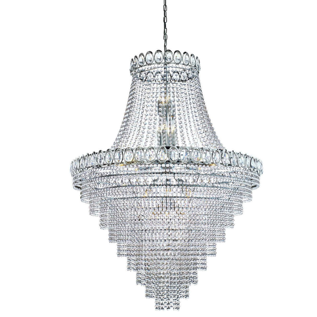 Louis Phillipe 28Lt Chandelier - Chrome Metal & Crystal - Comet Lighting