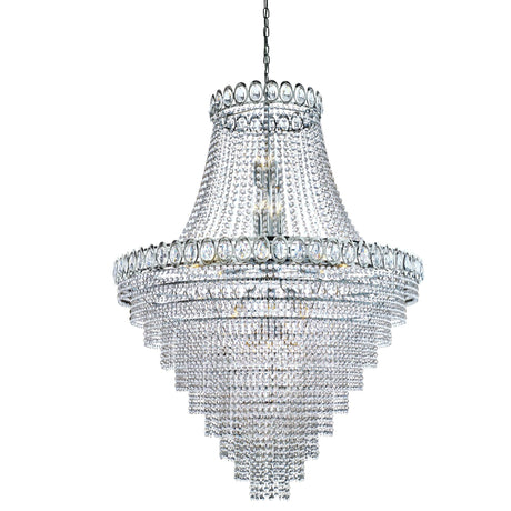 Louis Phillipe 28Lt Chandelier - Chrome Metal & Crystal - Comet Lighting