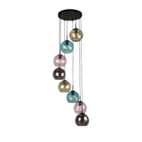 Mardi Gras II 8Lt Pendant - Black Metal & Coloured Glass - Comet Lighting