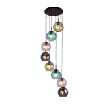 Mardi Gras II 8Lt Pendant - Black Metal & Coloured Glass - Comet Lighting