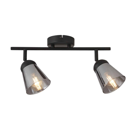 Mega 2Lt Spotlight - Black Metal & Smoked Glass - Comet Lighting