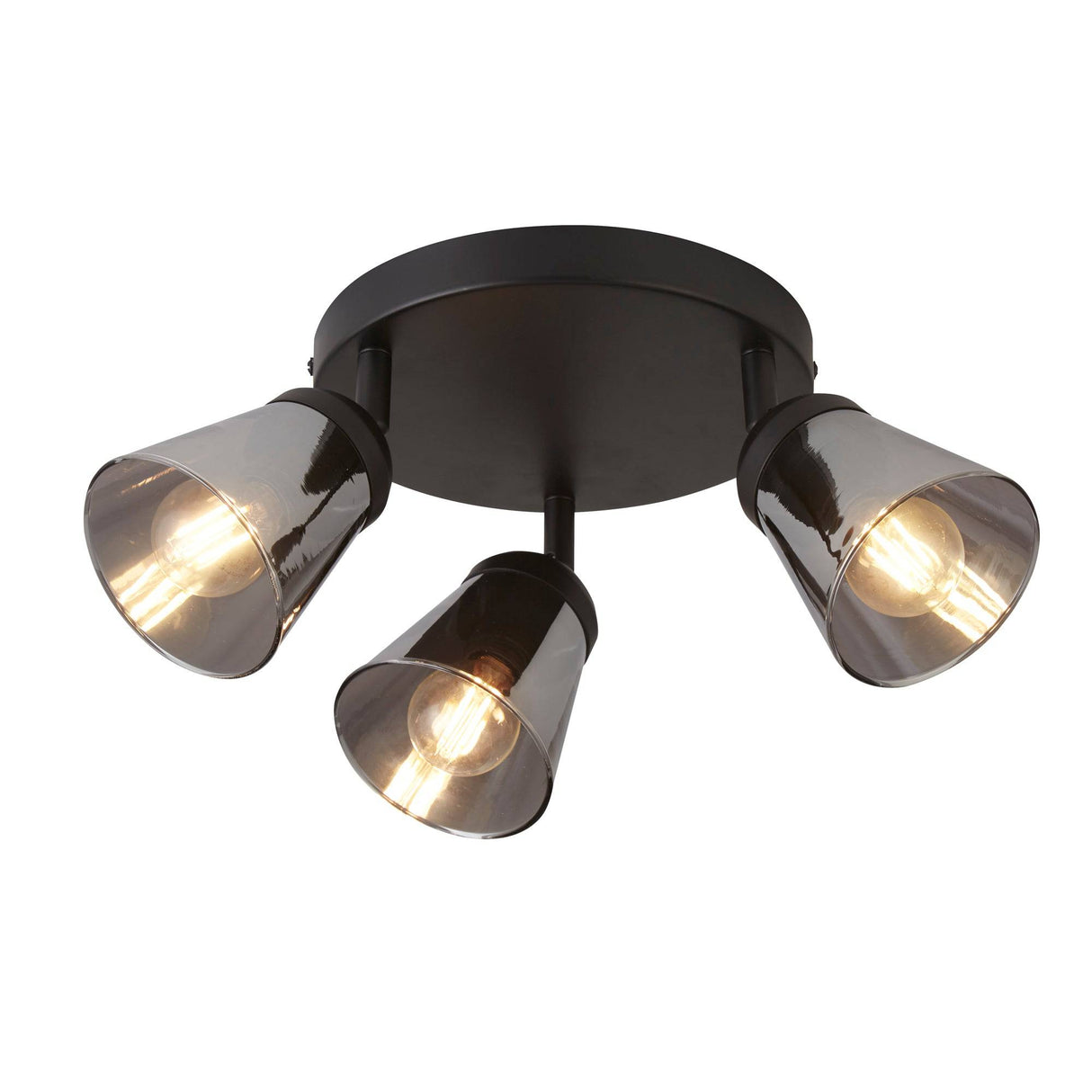 Mega 3Lt Round Spotlight - Black Metal & Smoked Glass - Comet Lighting