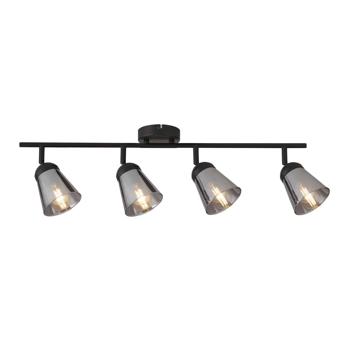 Mega 4Lt Bar Spotlight - Black Metal & Smoked Glass - Comet Lighting