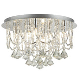 Mela 6Lt Flush - Chrome & Clear Crystal Pyramid Drops - Comet Lighting