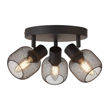 Meshy 3Lt Cage Round Spotlight - Black Metal - Comet Lighting