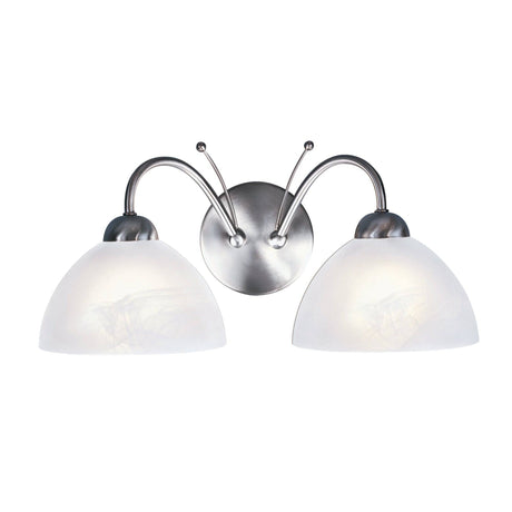 Milanese 2Lt Wall Light - Satin Silver & Alabaster Glass - Comet Lighting