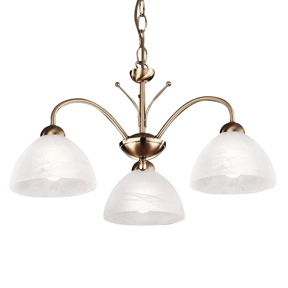 Milanese 3Lt Pendant - Antique Brass Metal & Alabaster Glass - Comet Lighting