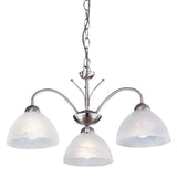 Milanese 3Lt Pendant - Satin Silver Metal & Alabaster Glass - Comet Lighting