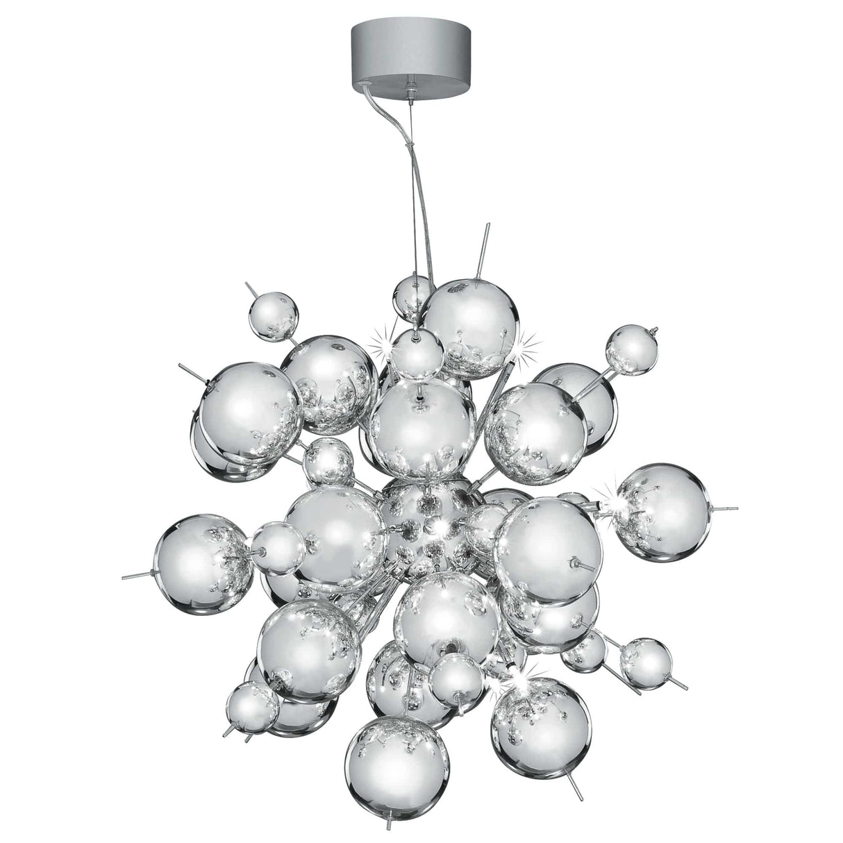 Molecule 12Lt Pendant - Polished Chrome Metal & Glass - Comet Lighting