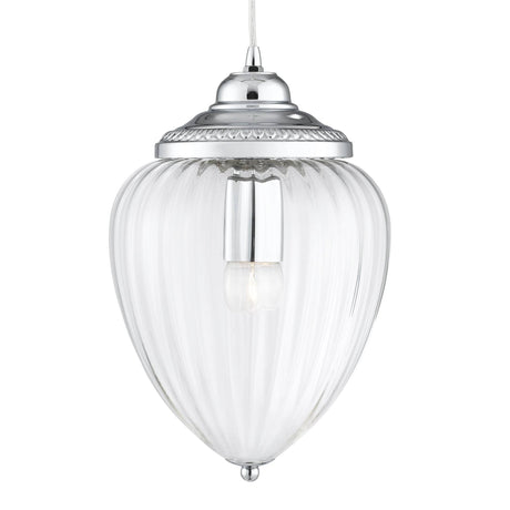 Moscow Pendant - Chrome Metal & Ribbed Glass - Comet Lighting