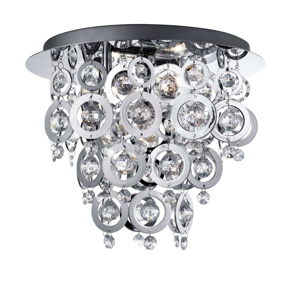 Nova 3Lt Flush - Chrome Metal & Acrylic - Comet Lighting