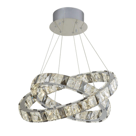 Optica 2Lt LED Pendant - Clear & Smokey Crystal - Comet Lighting