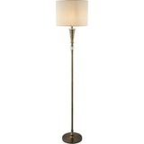 Oscar Floor Lamp - Antique Brass Metal & Linen - Comet Lighting