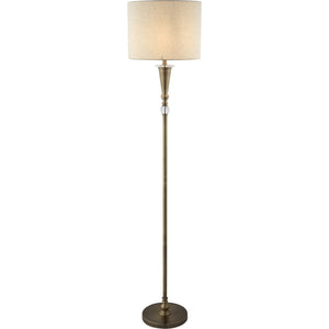 Oscar Floor Lamp - Antique Brass Metal & Linen - Comet Lighting