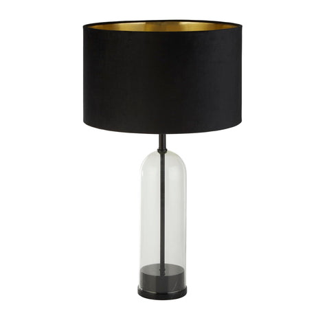 Oxford Table Lamp- Glass, Black Metal, Marble & Black Velvet - Comet Lighting