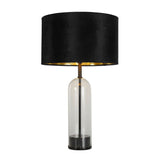 Oxford Table Lamp- Glass, Black Metal, Marble & Black Velvet - Comet Lighting