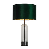 Oxford Table Lamp-Glass, Black Metal, Marble & Green Velvet - Comet Lighting