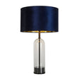 Oxford Table Lamp- Glass, Black Metal, Marble & Navy Velvet - Comet Lighting