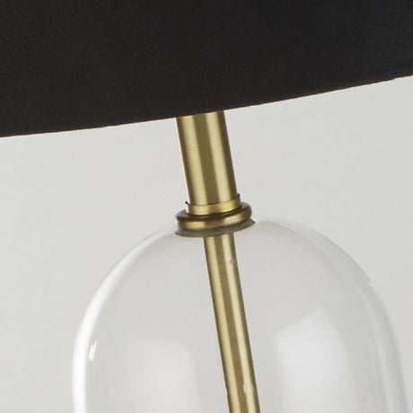 Oxford Table Lamp - Glass, Brass Metal & Black Velvet Shade - Comet Lighting