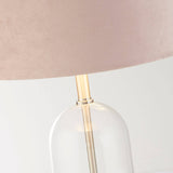 Oxford Table Lamp - Glass, Satin Nickel & Pink Velvet Shade - Comet Lighting