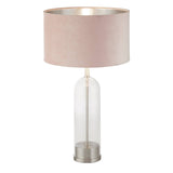 Oxford Table Lamp - Glass, Satin Nickel & Pink Velvet Shade - Comet Lighting