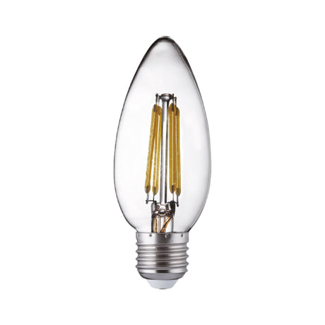 Pack 10 E27 LED Filament Candle Lamps- 6W, 540Lm, Warm White - Comet Lighting