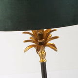 Palm Table Lamp - Antique Brass & Black, Green Velvet Shade - Comet Lighting