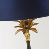 Palm Table Lamp - Antique Brass & Black, Navy Velvet Shade - Comet Lighting