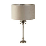 Palm Table Lamp - Antique Nickel Metal & Taupe Velvet Shade - Comet Lighting