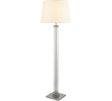 Pedestal Floor Lamp - Satin Silver, Glass & Cream Fabric - Comet Lighting