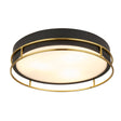 Phoenix 3Lt Flush - Black, Brass Metal & Frosted Glass - Comet Lighting