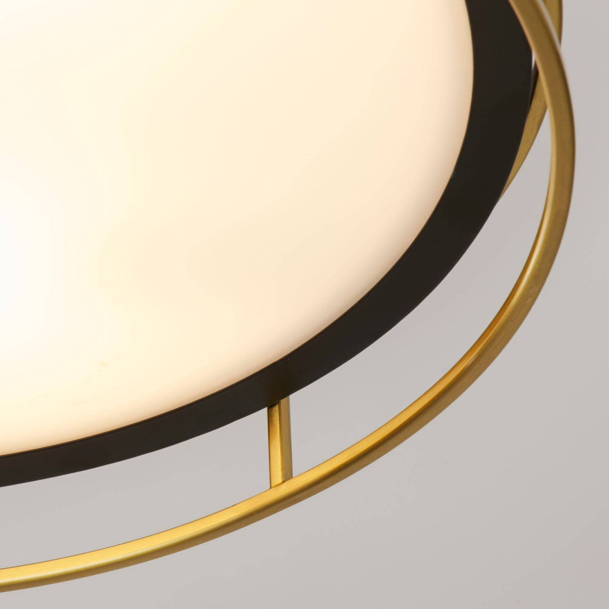 Phoenix 3Lt Flush - Black, Brass Metal & Frosted Glass - Comet Lighting