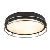 Phoenix 3Lt Flush - Black, Chrome Metal & Frosted Glass - Comet Lighting