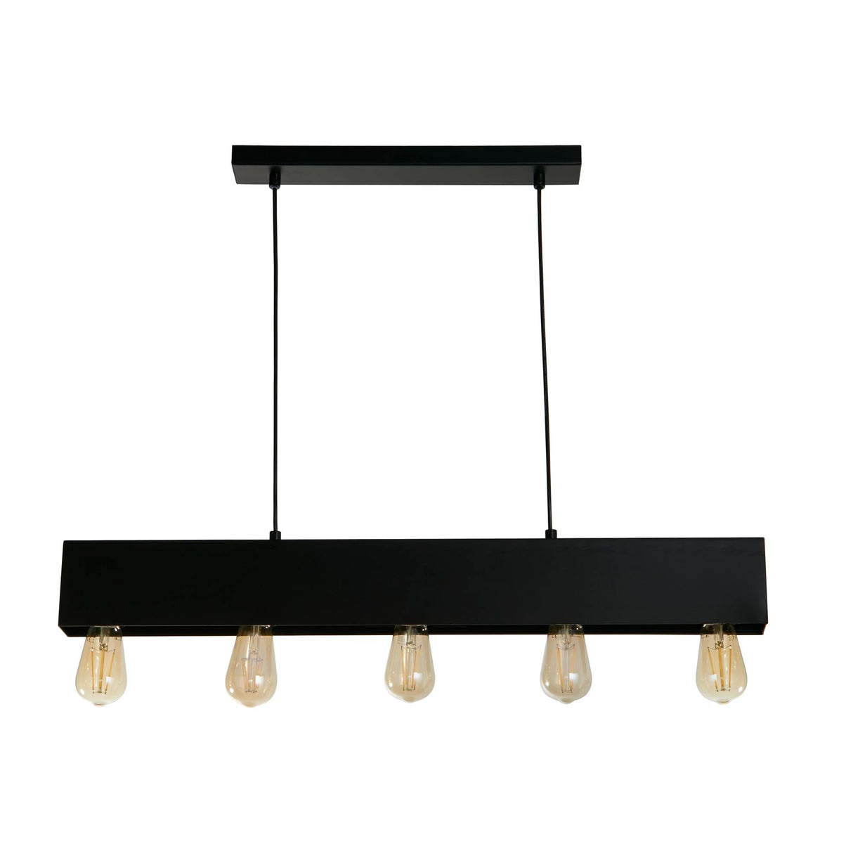 Piano 5Lt Diner Bar Pendant - Matt Black Metal - Comet Lighting