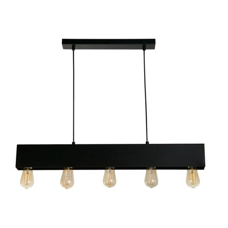 Piano 5Lt Diner Bar Pendant - Matt Black Metal - Comet Lighting