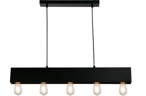 Piano 5Lt Diner Bar Pendant - Matt Black Metal - Comet Lighting