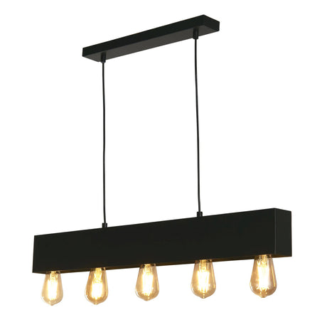 Piano 5Lt Diner Bar Pendant - Matt Black Metal - Comet Lighting