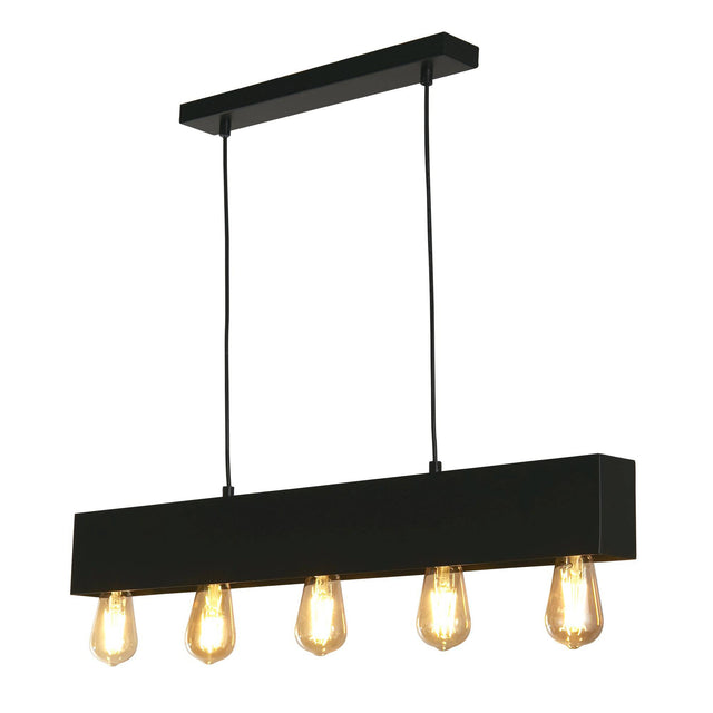 Piano 5Lt Diner Bar Pendant - Matt Black Metal - Comet Lighting