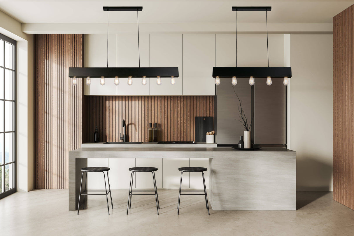 Piano 5Lt Diner Bar Pendant - Matt Black Metal - Comet Lighting